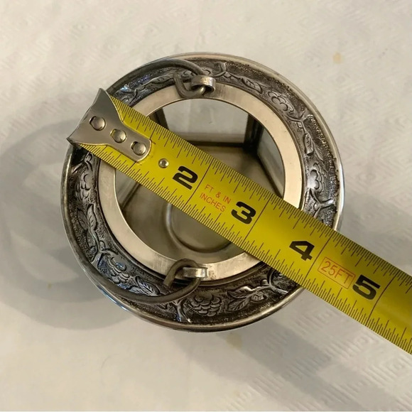 Pottery Barn Pewter Silver Candle Holders Pewter Glass Candle Cage Grape Vines - Picture 15 of 16